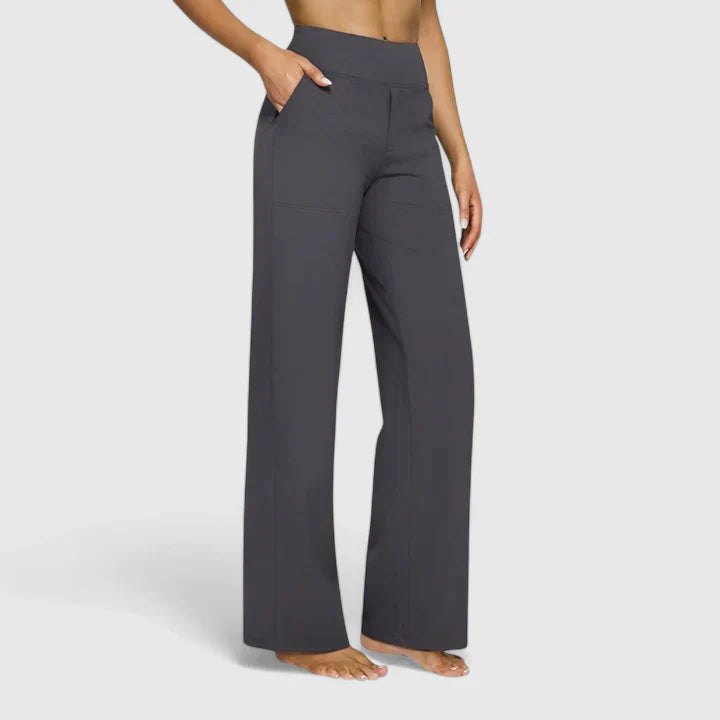 Effortless Flared Pants for Women with Elastic Waist Soft Stretch Relaxed Everyday Style