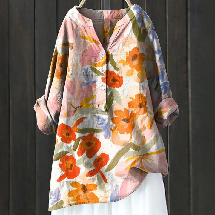 Effortless Floral Print Tunic Shirt for Women with Relaxed Cut Lightweight Airy Everyday Style