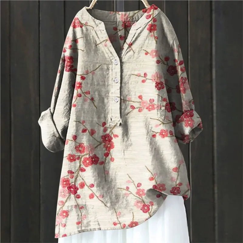 Effortless Floral Print Tunic Shirt for Women with Relaxed Cut Lightweight Airy Everyday Style