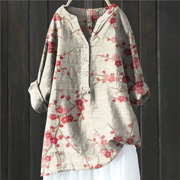 Effortless Floral Print Tunic Shirt for Women with Relaxed Cut Lightweight Airy Everyday Style