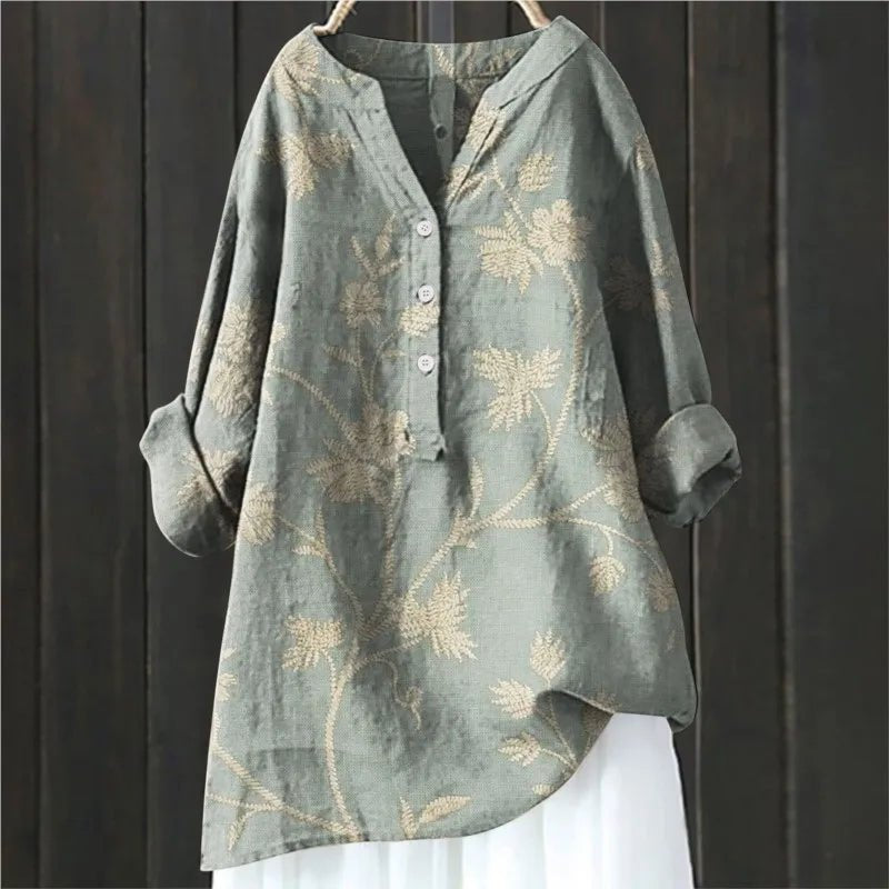Effortless Floral Print Tunic Shirt for Women with Relaxed Cut Lightweight Airy Everyday Style