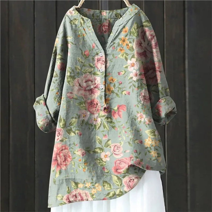 Effortless Floral Print Tunic Shirt for Women with Relaxed Cut Lightweight Airy Everyday Style