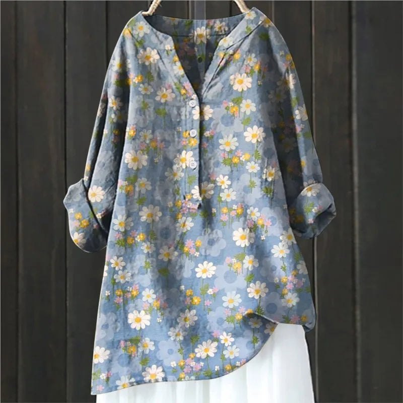 Effortless Floral Print Tunic Shirt for Women with Relaxed Cut Lightweight Airy Everyday Style