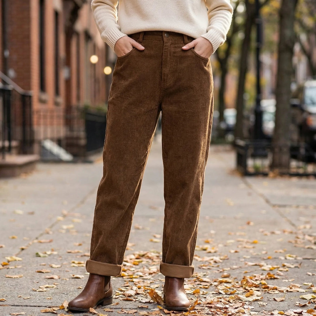 Effortless High Waist Corduroy Pants for Women with Wide Leg Vintage Feel Everyday Style