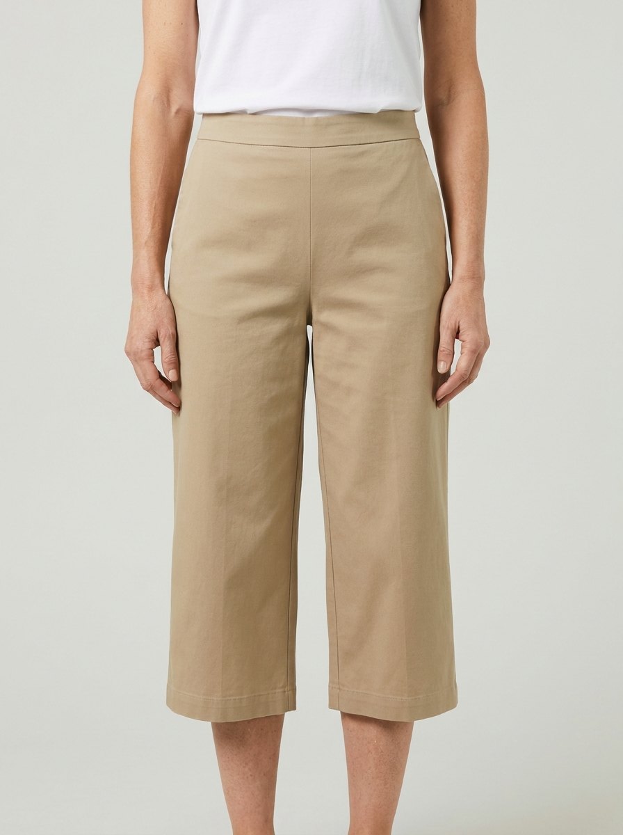 Effortless High Waist Cropped Trousers for Women with Wide Leg Straight Cut Khaki Versatile Style