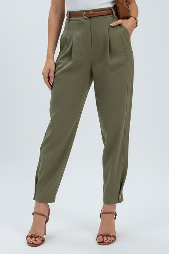 Effortless High Waist Khaki Pants for Women with Relaxed Cut Everyday Versatile Style
