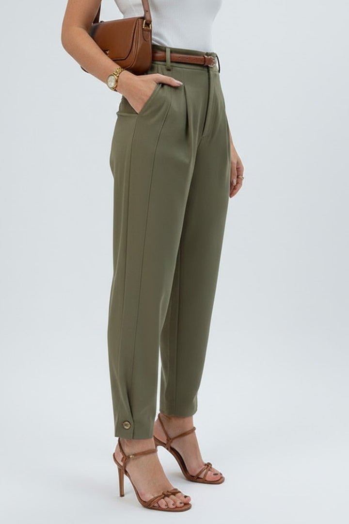 Effortless High Waist Khaki Pants for Women with Relaxed Cut Everyday Versatile Style