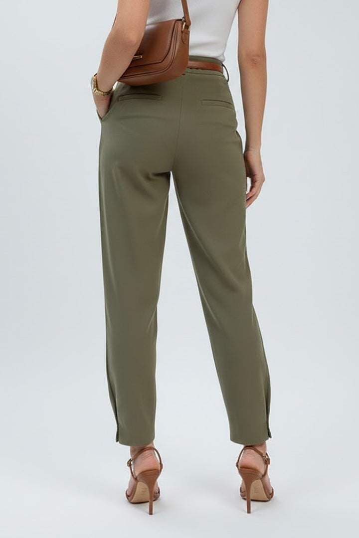 Effortless High Waist Khaki Pants for Women with Relaxed Cut Everyday Versatile Style