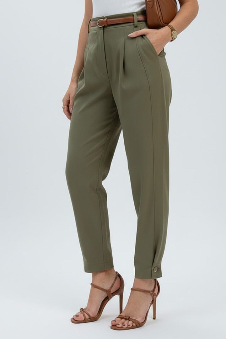 Effortless High Waist Khaki Pants for Women with Relaxed Cut Everyday Versatile Style