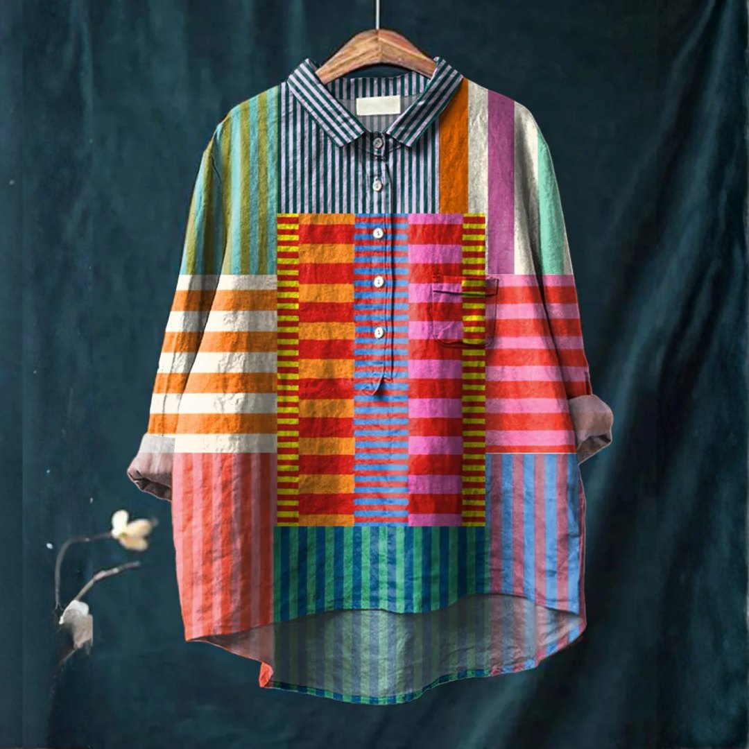Effortless Light Linen Tunic Shirt for Women with Breathable Weave Printed Relaxed Summer Style