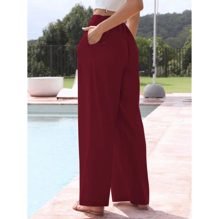 Effortless Lightweight Wide Leg Pants for Women with Drawstring Waist Linen Blend Full Length Style
