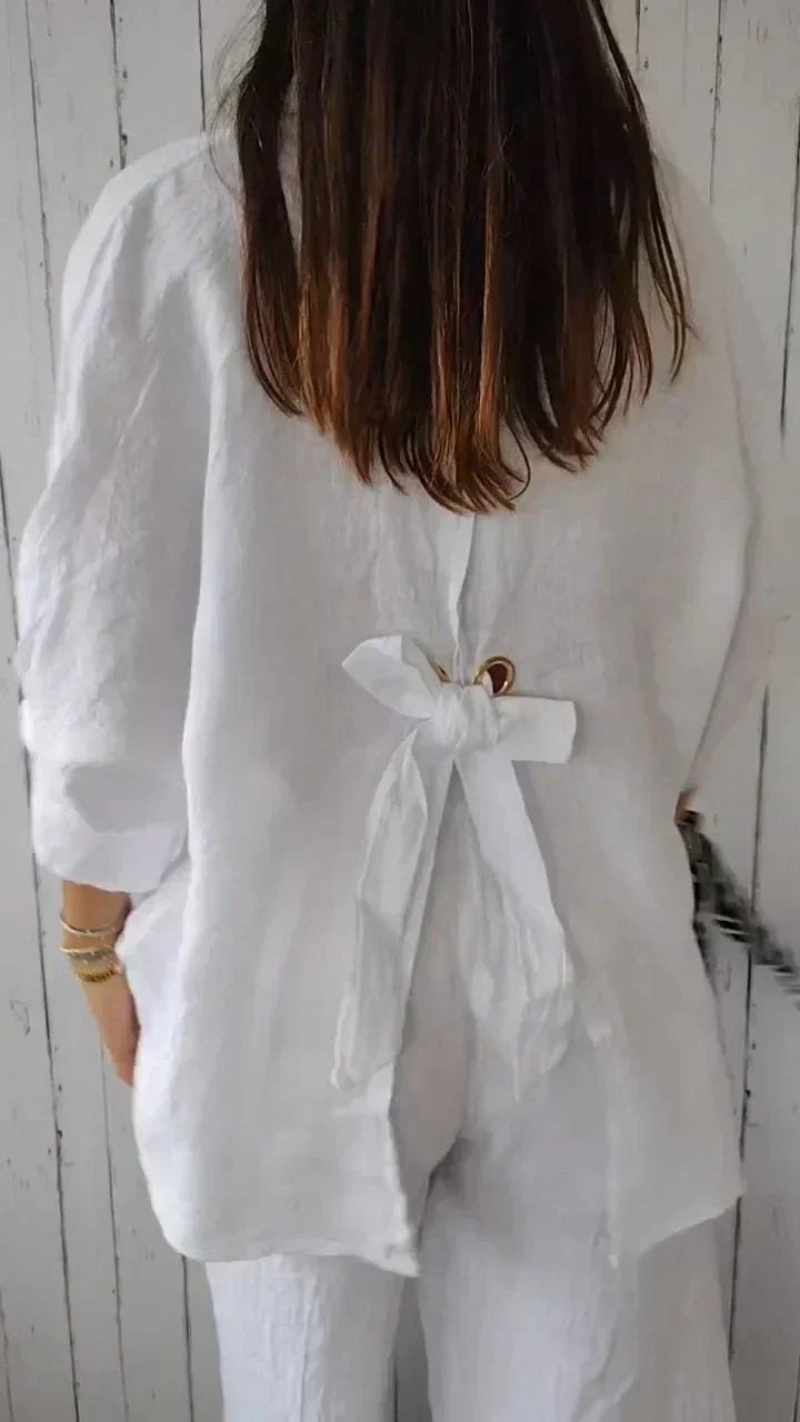 Effortless Linen Long Sleeve Shirt for Women with Button Front Oversized Breathable Relaxed Style
