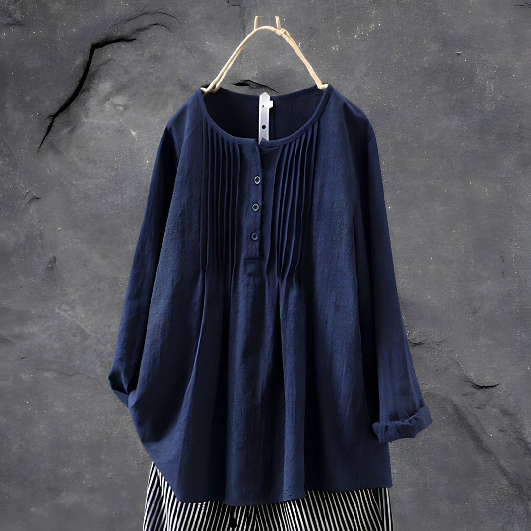 Effortless Loose Long Sleeve Blouse for Women with Flowing Silhouette Relaxed Simple Style