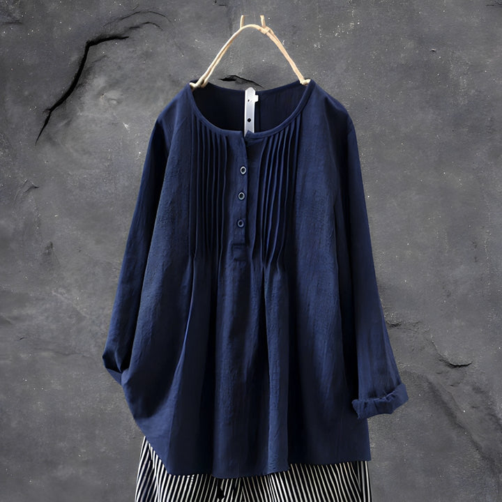 Effortless Loose Long Sleeve Blouse for Women with Flowing Silhouette Relaxed Simple Style