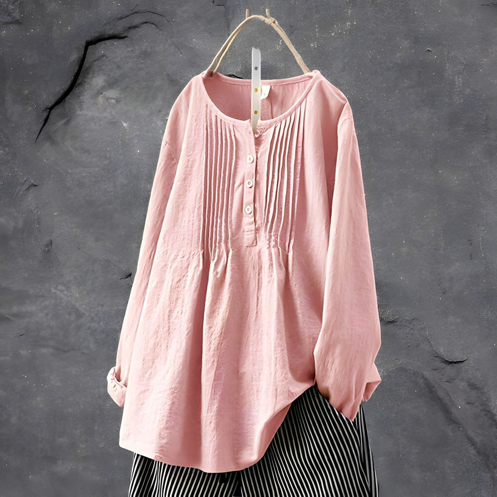 Effortless Loose Long Sleeve Blouse for Women with Flowing Silhouette Relaxed Simple Style