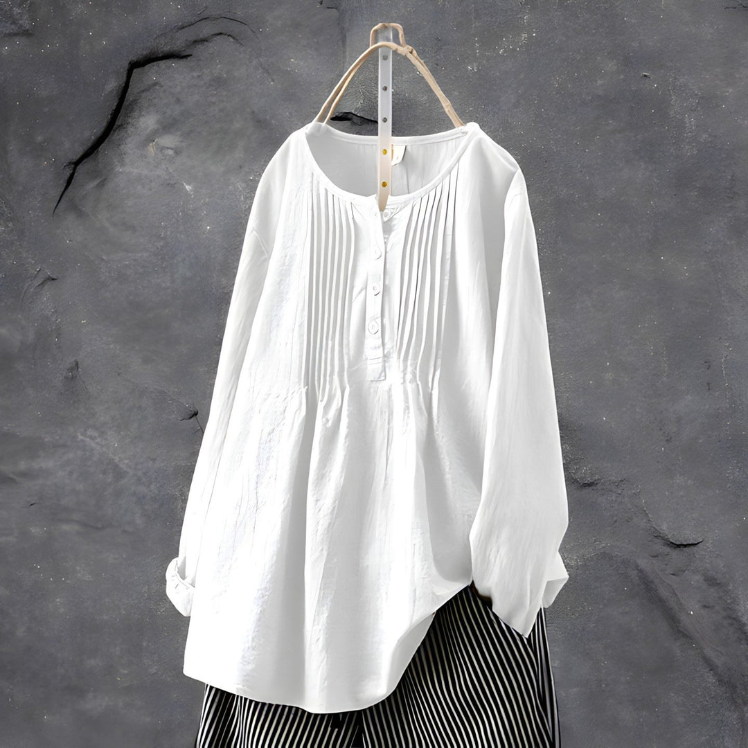 Effortless Loose Long Sleeve Blouse for Women with Flowing Silhouette Relaxed Simple Style