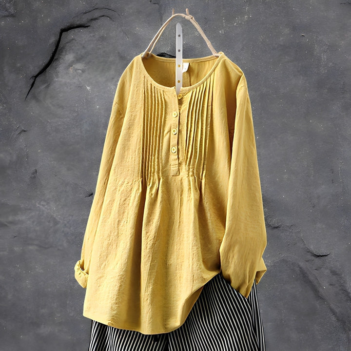 Effortless Loose Long Sleeve Blouse for Women with Flowing Silhouette Relaxed Simple Style