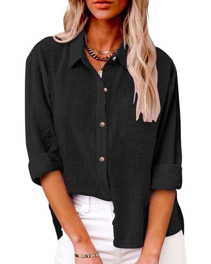 Effortless Loose Long Sleeve Shirt for Women with Flowing Comfort Relaxed Everyday Style