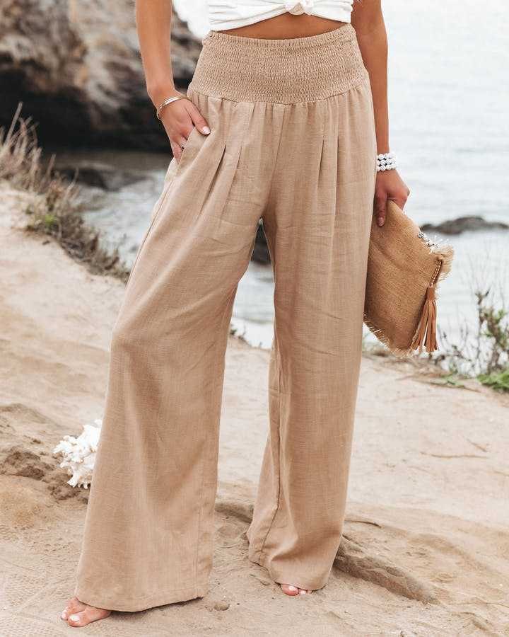 Effortless Palazzo Beach Pants for Women with Wide Leg Flowing Light Relaxed Summer Style