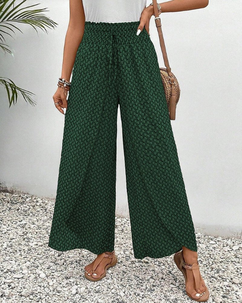 Effortless Printed Wide Leg Pants for Women with Airy Cut Flowing Drape Relaxed Everyday Style
