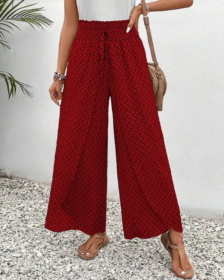Effortless Printed Wide Leg Pants for Women with Airy Cut Flowing Drape Relaxed Everyday Style