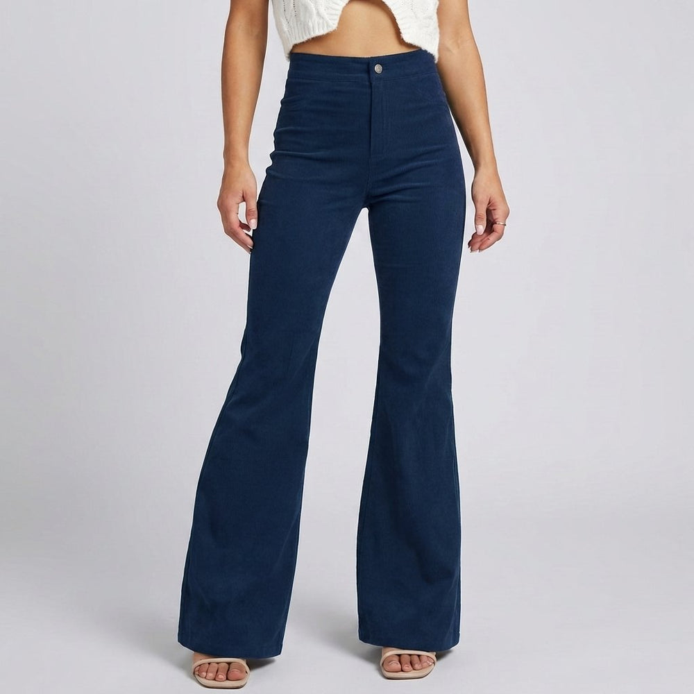 Effortless Ribbed Corduroy Flare Pants for Women with Vintage Charm Soft Texture Modern Style