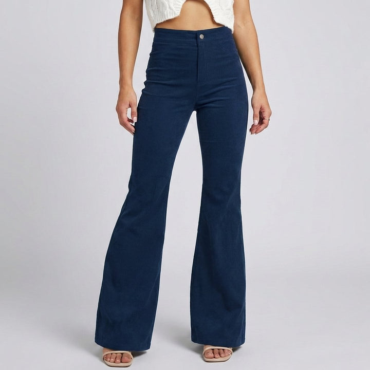 Effortless Ribbed Corduroy Flare Pants for Women with Vintage Charm Soft Texture Modern Style