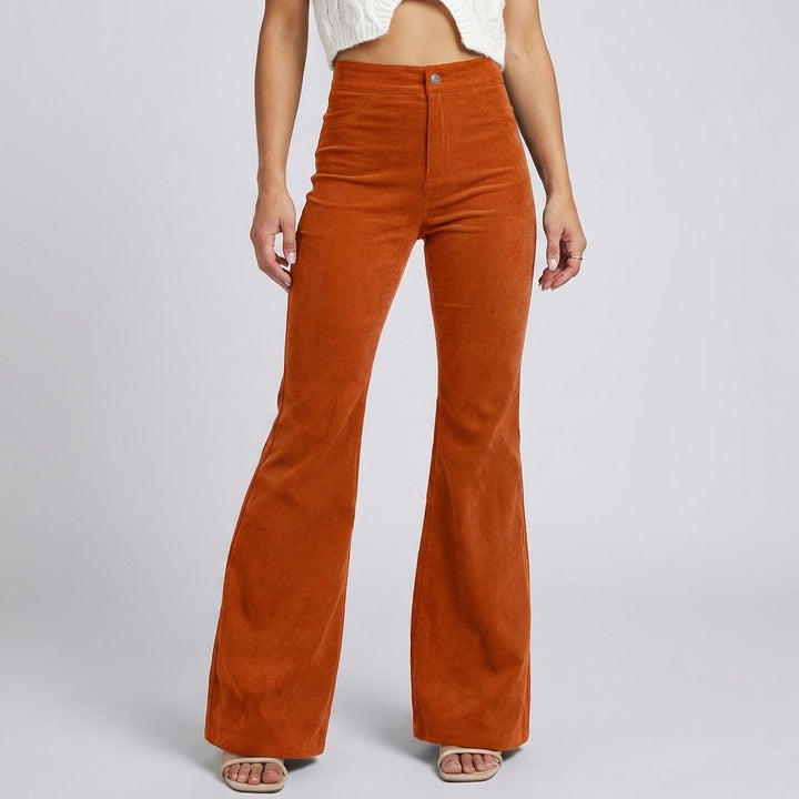 Effortless Ribbed Corduroy Flare Pants for Women with Vintage Charm Soft Texture Modern Style