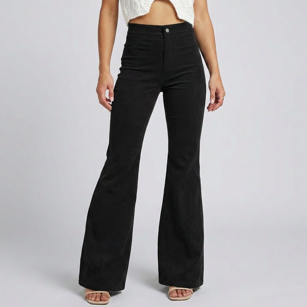 Effortless Ribbed Corduroy Flare Pants for Women with Vintage Charm Soft Texture Modern Style