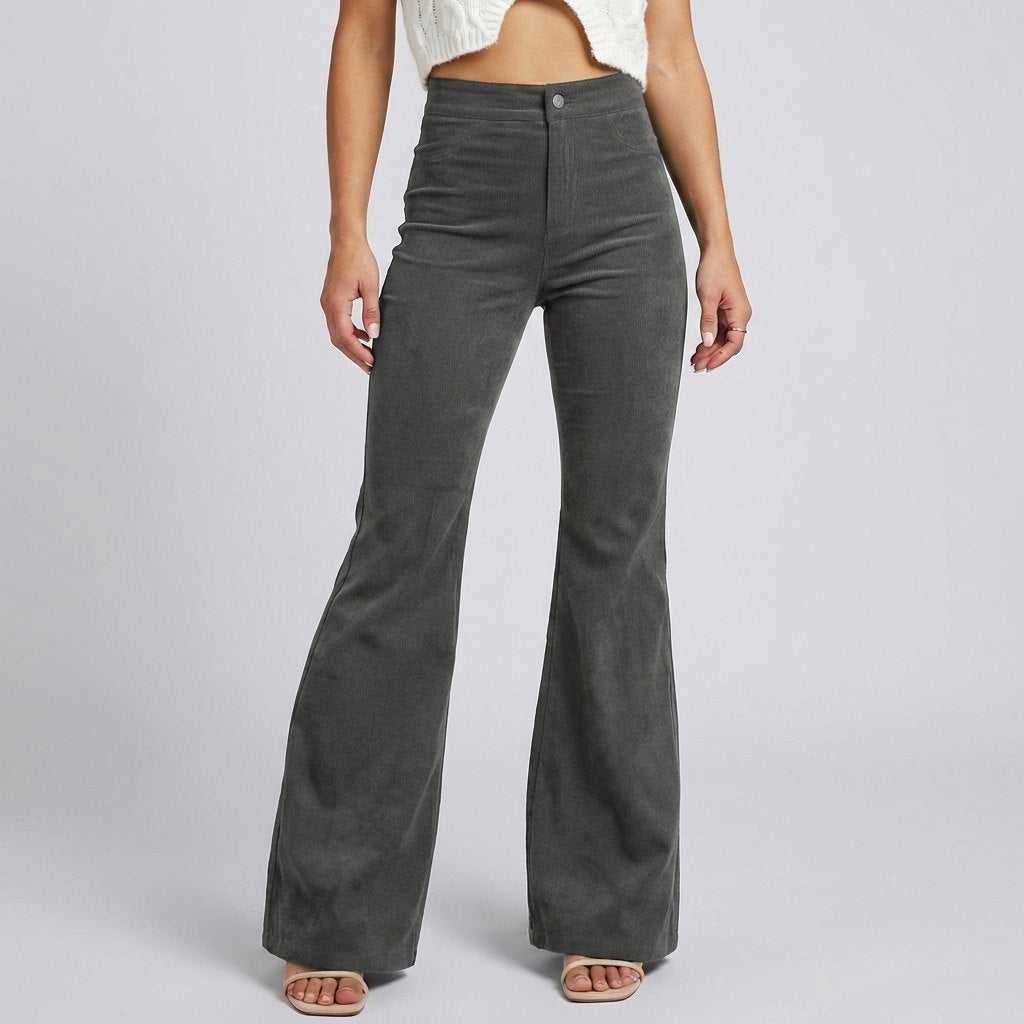 Effortless Ribbed Corduroy Flare Pants for Women with Vintage Charm Soft Texture Modern Style