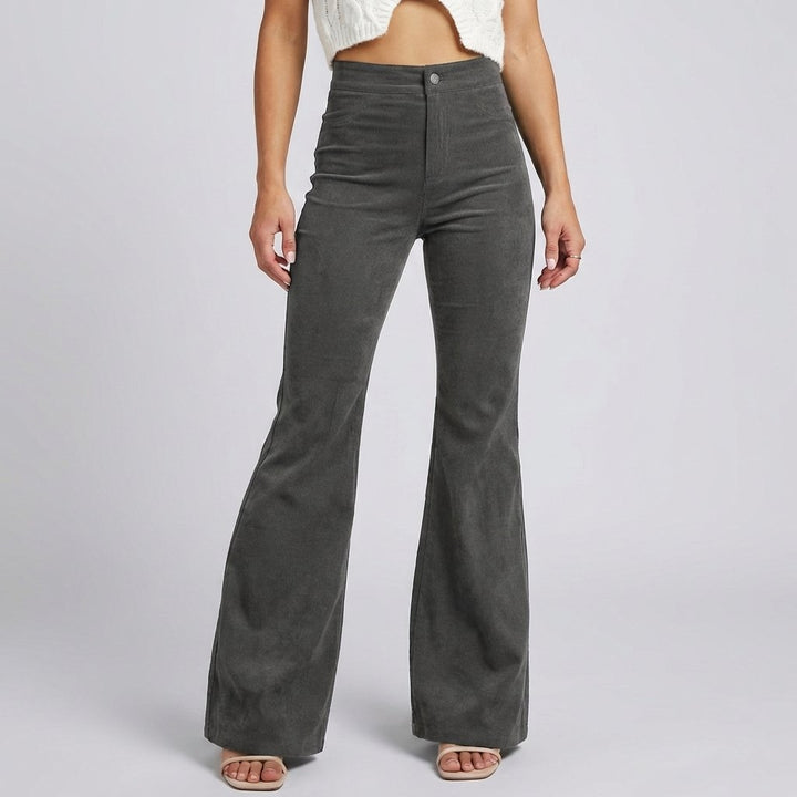 Effortless Ribbed Corduroy Flare Pants for Women with Vintage Charm Soft Texture Modern Style