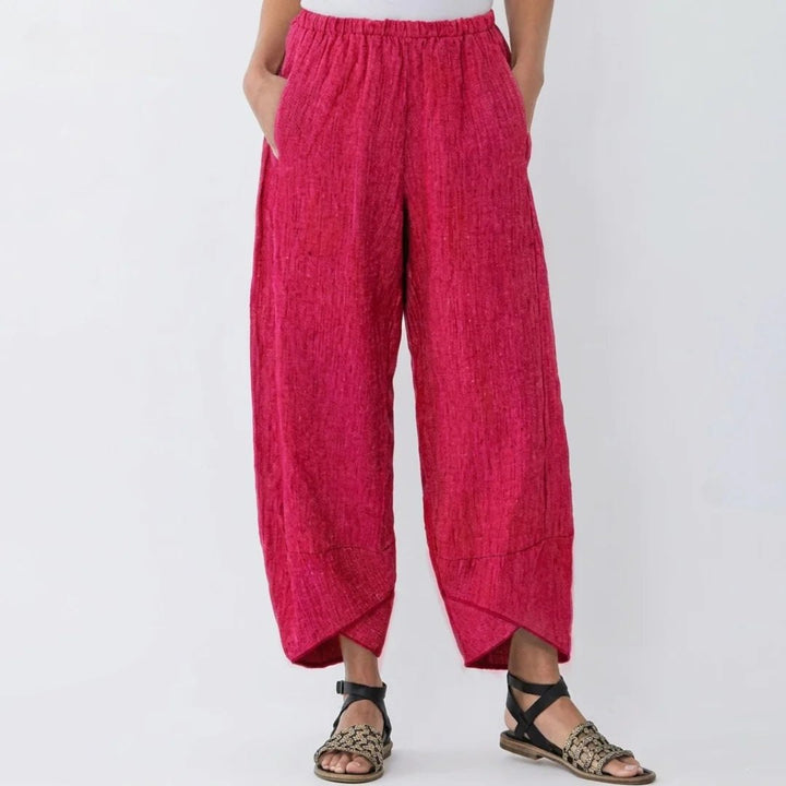 Effortless Textured Wide Leg Pants for Women with High Waist Elastic Side Pocket Relaxed Style