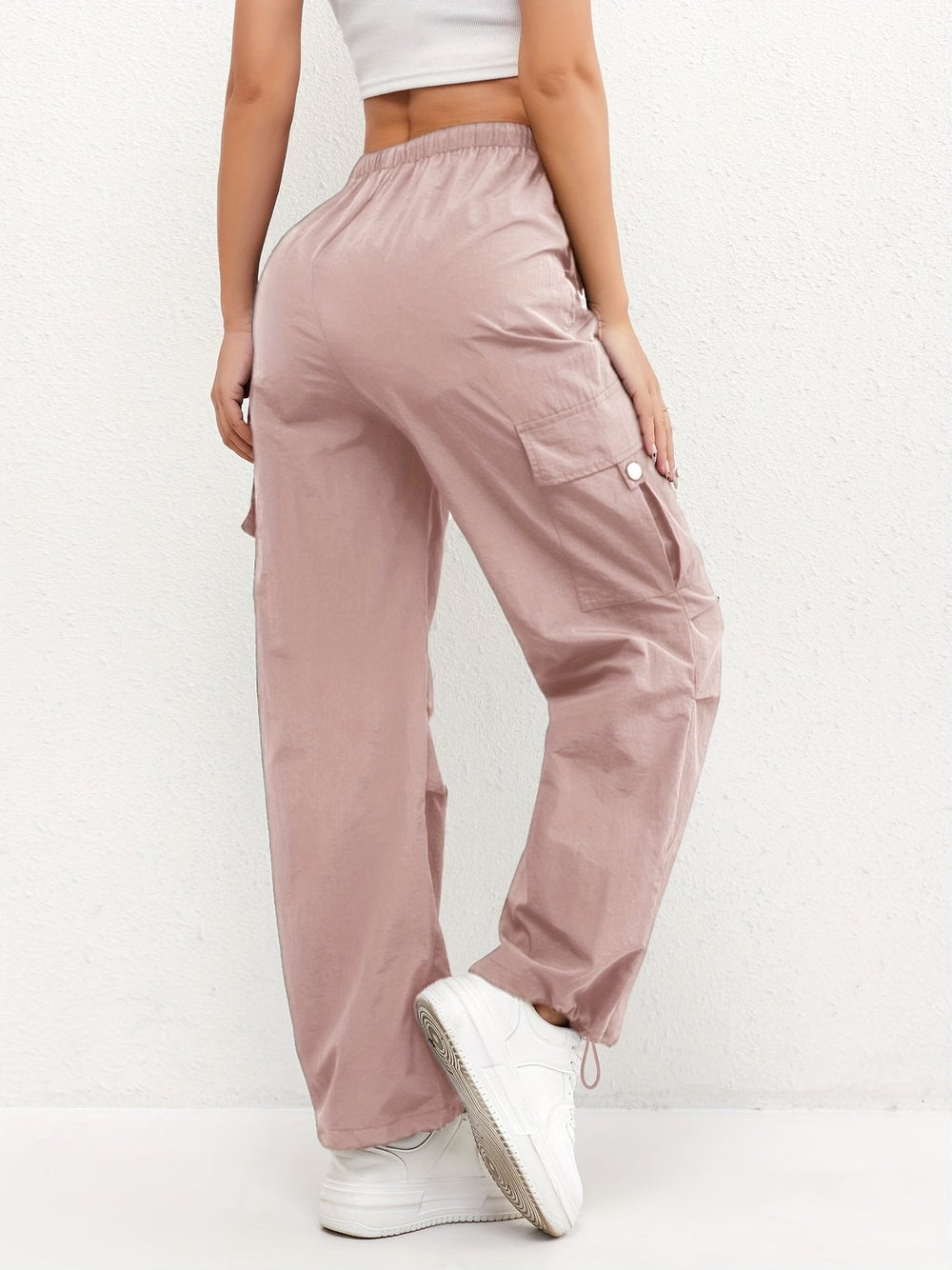 Effortless Utility Cargo Pants for Women with Drawstring Waist Pocket Detail Relaxed Workwear Style
