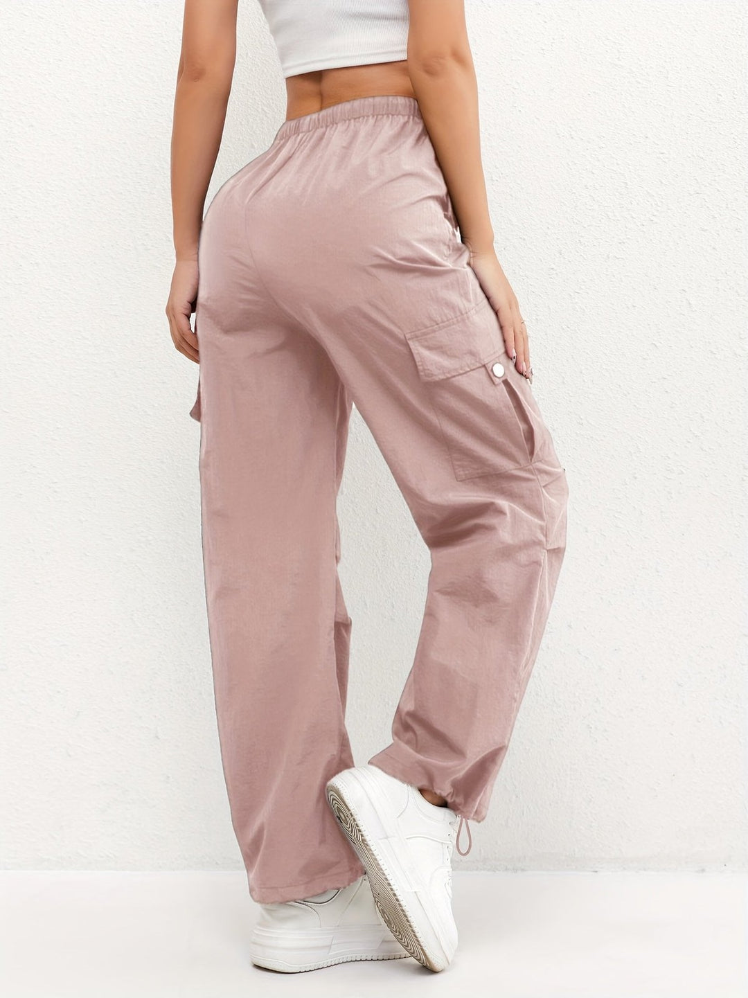 Effortless Utility Cargo Pants for Women with Drawstring Waist Pocket Detail Relaxed Workwear Style