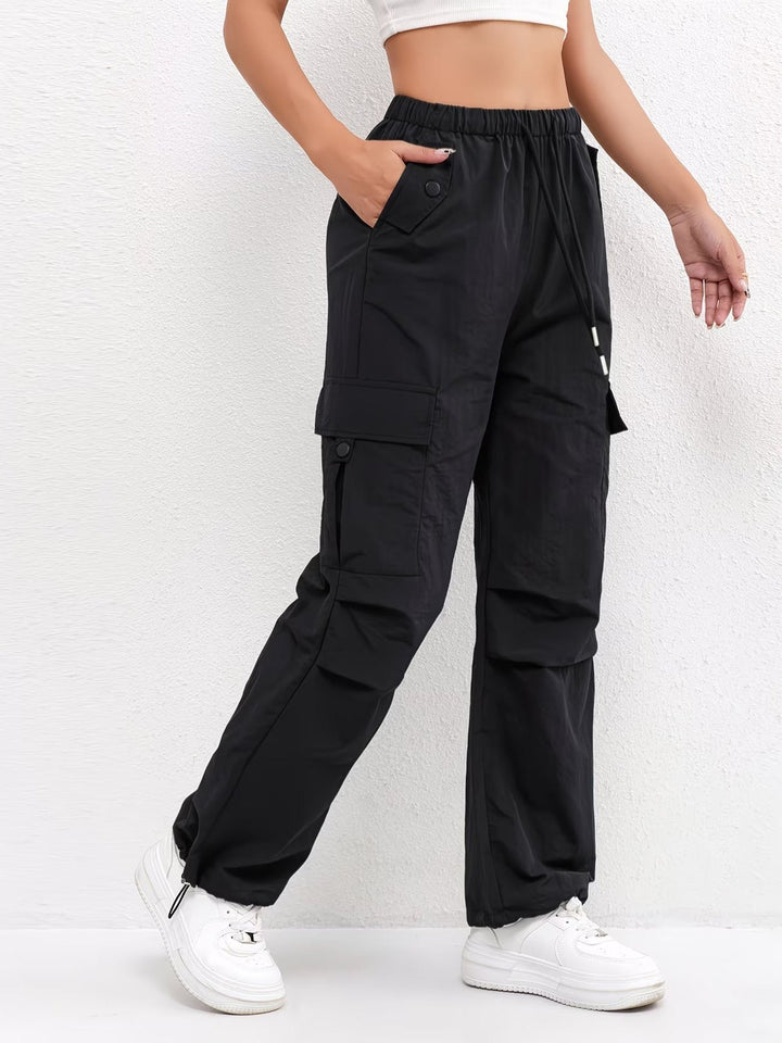 Effortless Utility Cargo Pants for Women with Drawstring Waist Pocket Detail Relaxed Workwear Style