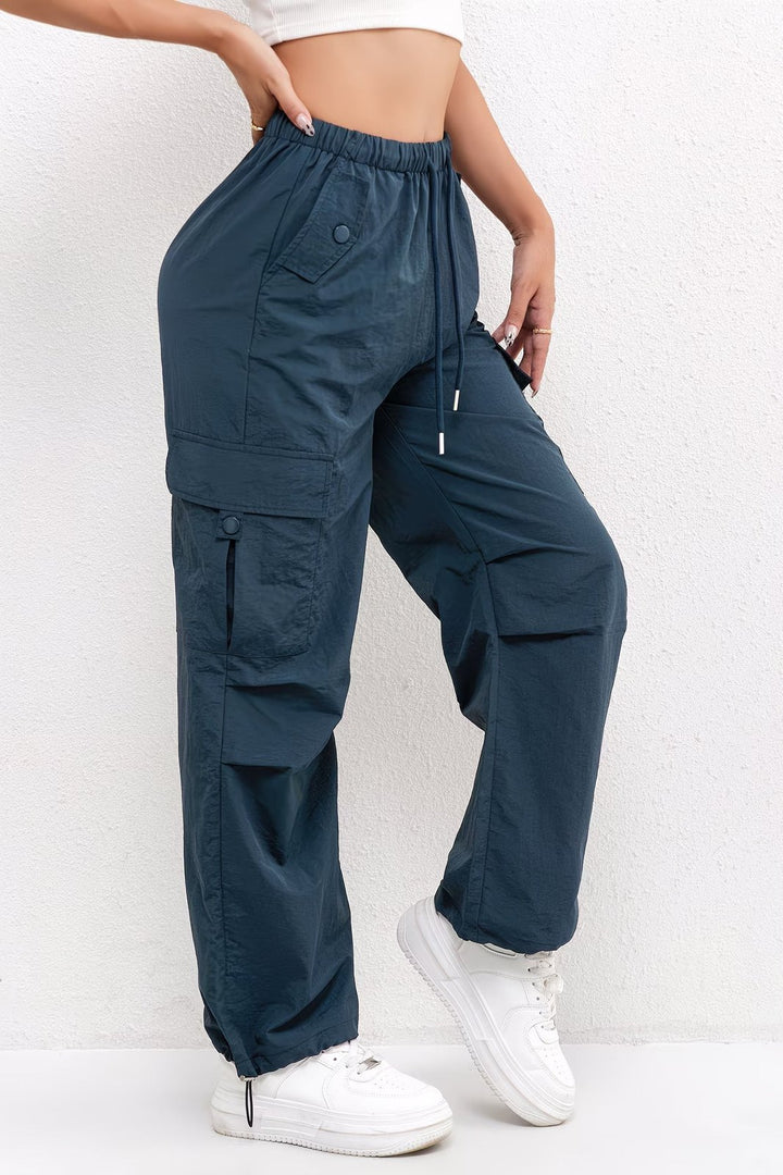Effortless Utility Cargo Pants for Women with Drawstring Waist Pocket Detail Relaxed Workwear Style