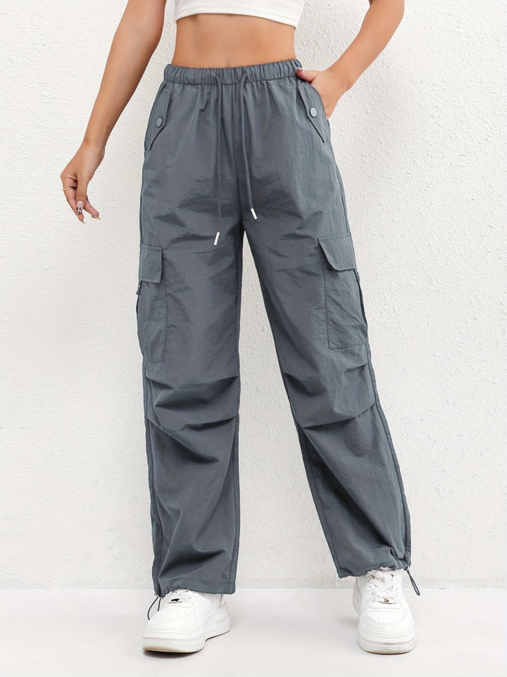 Effortless Utility Cargo Pants for Women with Drawstring Waist Pocket Detail Relaxed Workwear Style