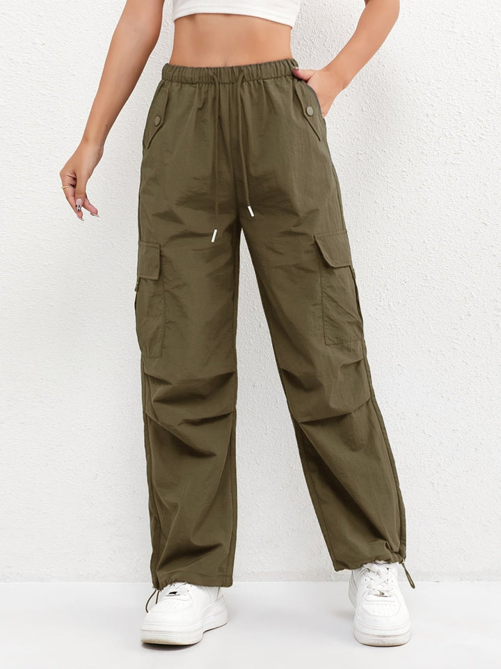 Effortless Utility Cargo Pants for Women with Drawstring Waist Pocket Detail Relaxed Workwear Style