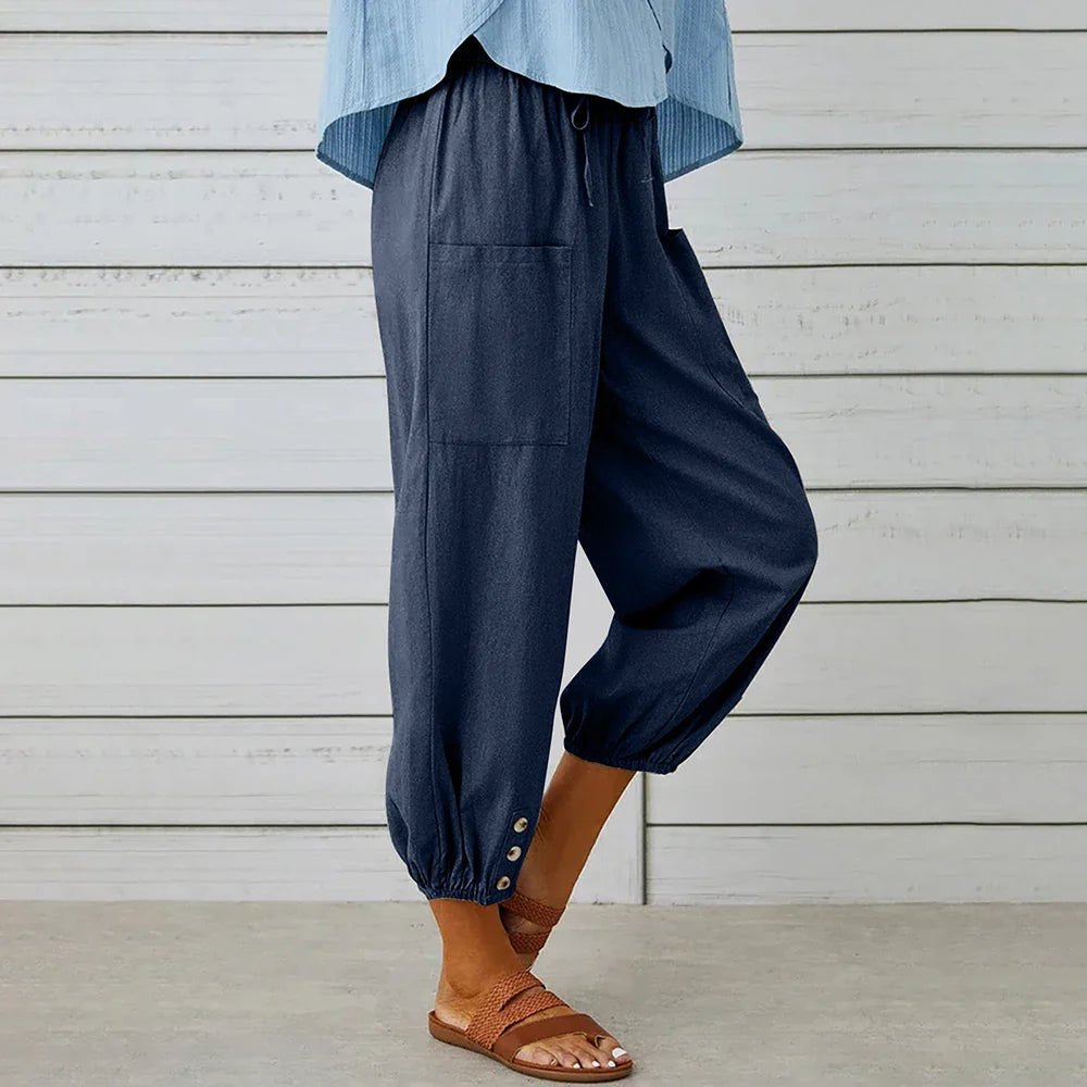 Effortless Vintage Khaki Pants for Women with Stretch High Waist Adjustable Tie Airy Style