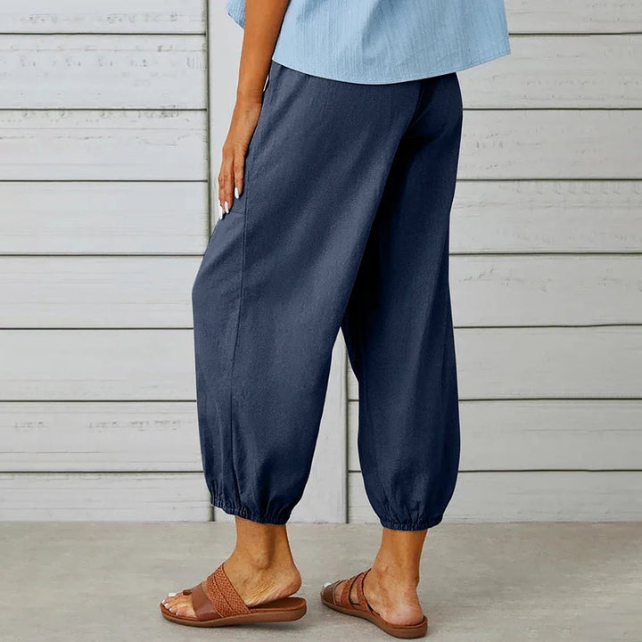 Effortless Vintage Khaki Pants for Women with Stretch High Waist Adjustable Tie Airy Style