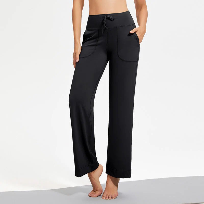 Effortless Wide Leg Pants for Women with High Waist Drawstring Patch Pocket Relaxed Style