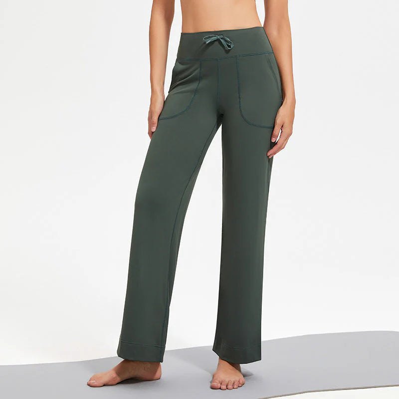Effortless Wide Leg Pants for Women with High Waist Drawstring Patch Pocket Relaxed Style