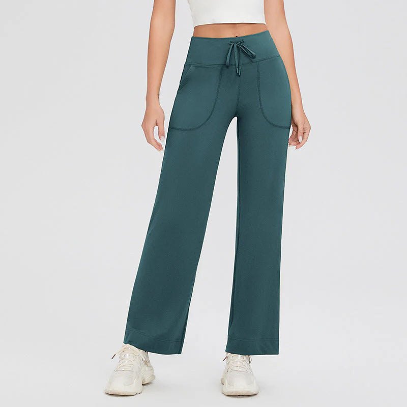 Effortless Wide Leg Pants for Women with High Waist Drawstring Patch Pocket Relaxed Style