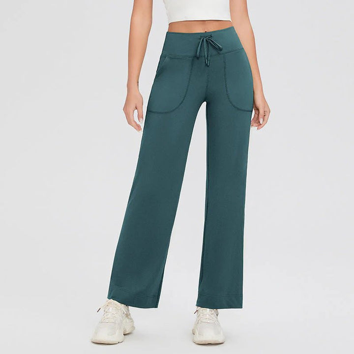 Effortless Wide Leg Pants for Women with High Waist Drawstring Patch Pocket Relaxed Style