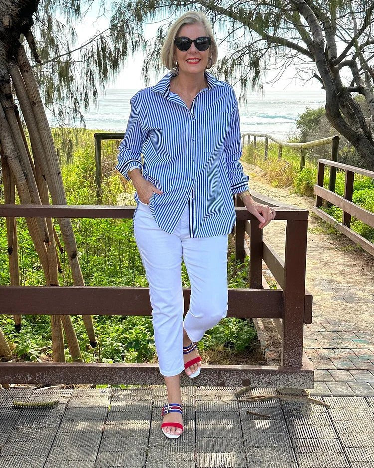Elegant Button Front Long Sleeve Shirt for Women with Relaxed Cut Refined Everyday Style