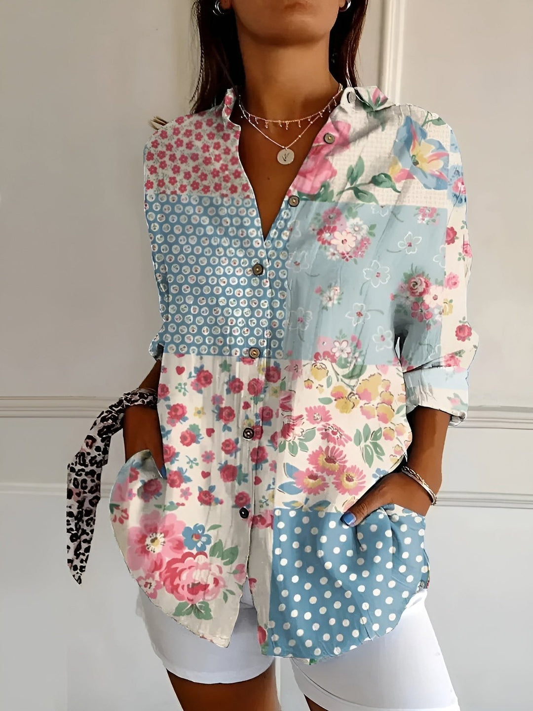 Elegant Floral Long Sleeve Shirt for Women with Light Fit Fine Detail Timeless Style
