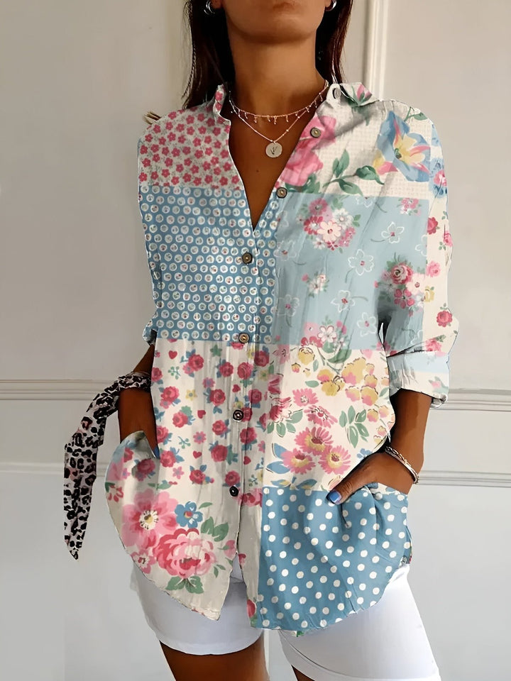 Elegant Floral Long Sleeve Shirt for Women with Light Fit Fine Detail Timeless Style