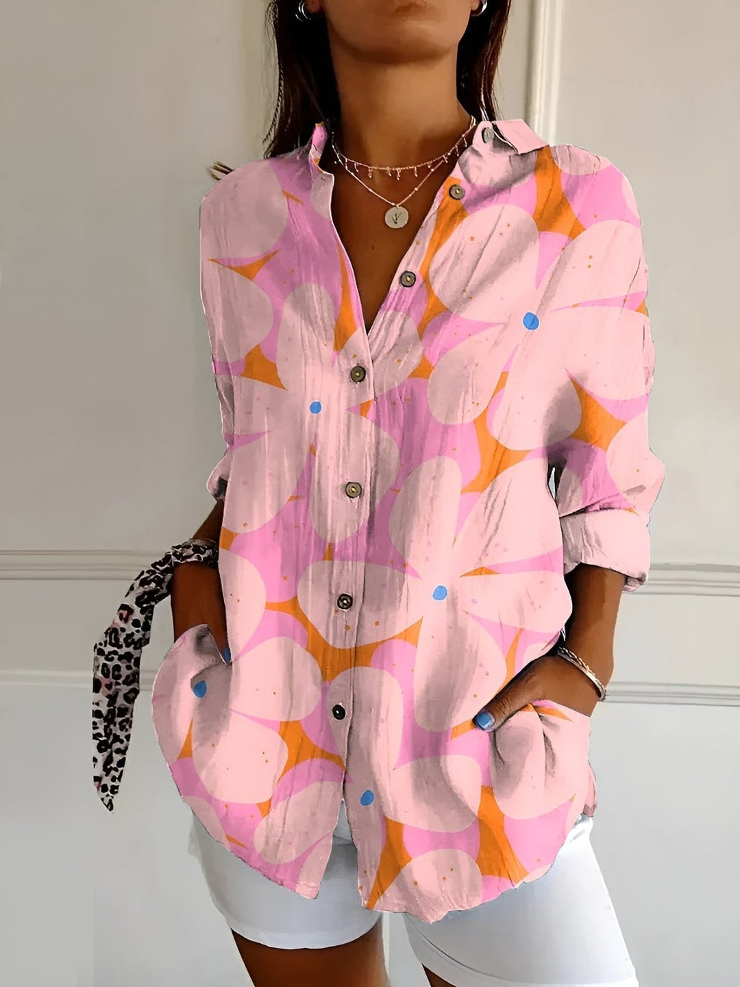 Elegant Floral Long Sleeve Shirt for Women with Light Fit Fine Detail Timeless Style