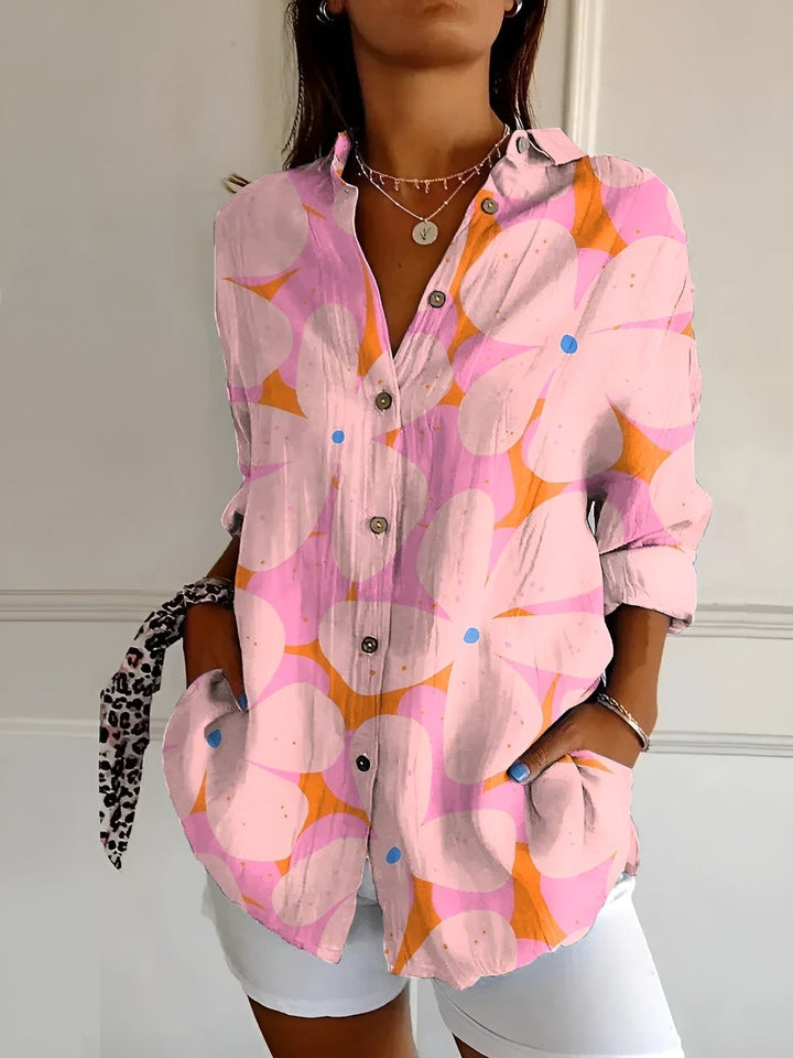 Elegant Floral Long Sleeve Shirt for Women with Light Fit Fine Detail Timeless Style
