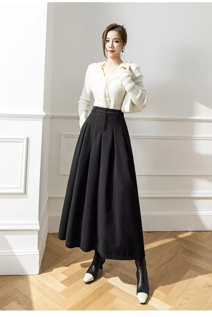 Elegant High Waisted A Line Maxi Skirt for Women with Flowing Hem Timeless Everyday Style